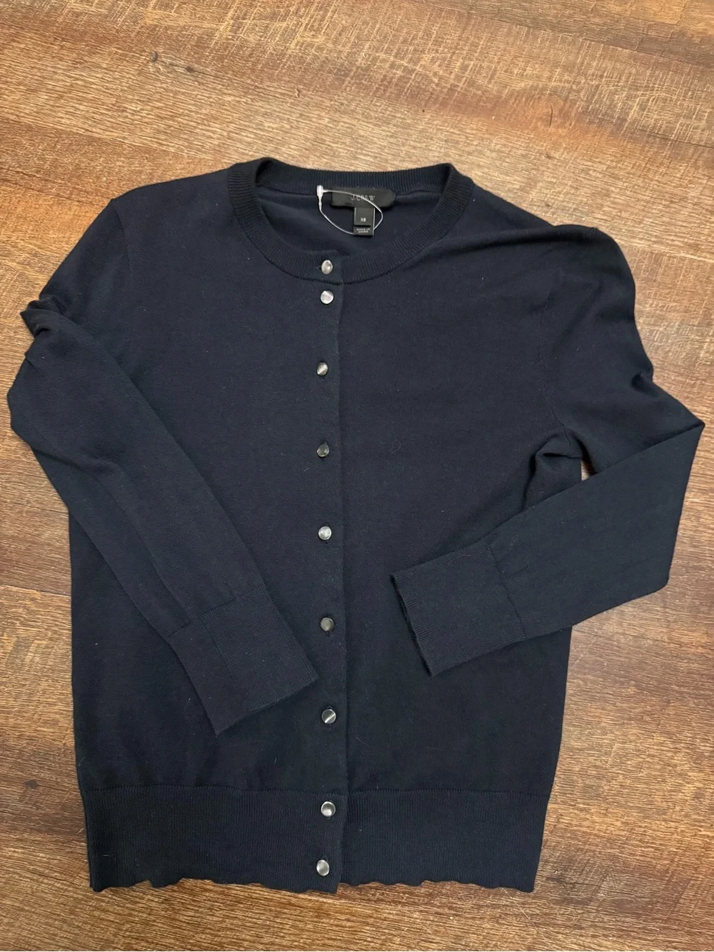 J. Crew Navy Button Front Cardigan Sweater XS Classic Preppy